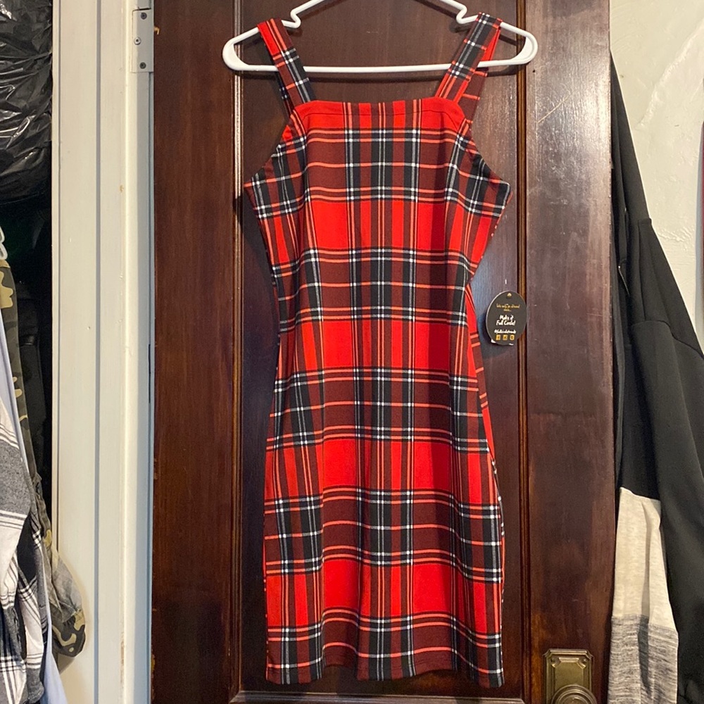 plaid red dress